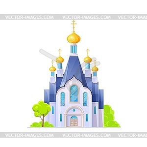 Orthodox church or temple cathedral, Christianity - vector image