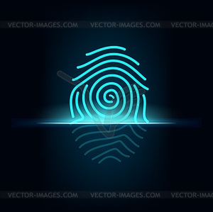 Fingerprint scanner, biometric access control - vector image