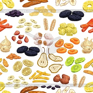 Dried fruits slices and stripes seamless pattern - vector image