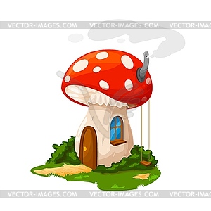 Гномий дом из грибов, жилище сказочных гномов-эльфов - цветной векторный клипарт