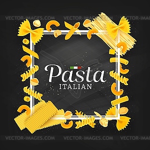 Баннер классной доски пасты итальянской кухни или рамка - клипарт в векторе / векторное изображение
