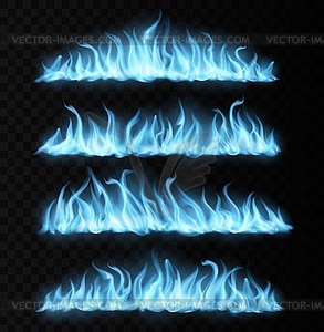 Синие реалистичные следы газового огня, горящие языки - стоковый клипарт