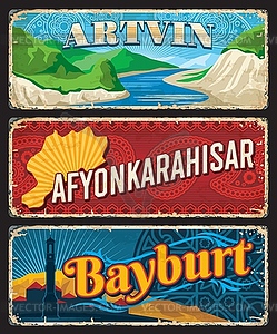 Artvin Afyonkarahisar Bayburt il, Turkey provinces - vector clip art
