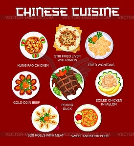 Меню блюд китайской кухни, Блюдо из азиатской утки по-пекински - изображение в формате EPS