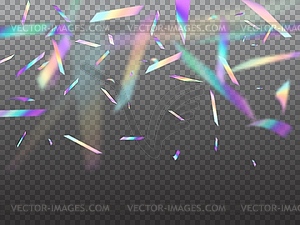 Holographic falling confetti glitters with bokeh - vector clipart