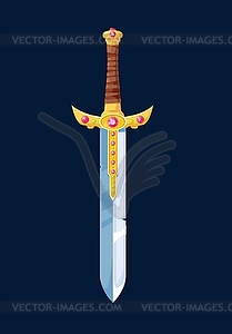 Magical cartoon knight sword blade, arms - vector image
