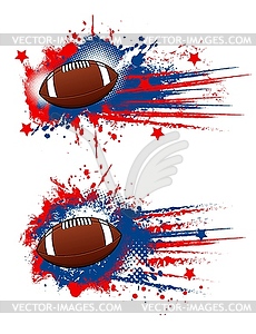 Американский футбол мяч гранж спортивное оборудование - клипарт в векторе / векторное изображение