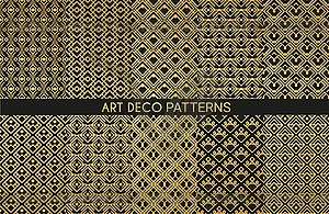 Art deco golden geometric seamless patterns - vector image