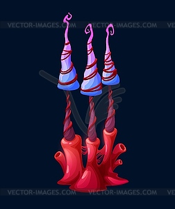 Fantasy magic narrow mushrooms, fungi - vector image