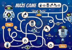 Fix robot kids maze game or labyrinth - vector clipart / vector image