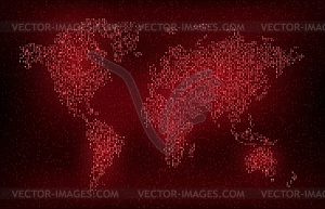 Digital binary code world map - vector image