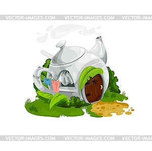 Fairytale porcelain teapot house, fantasy building - vector clipart