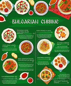 Bulgarian cuisine dish menu poster, Bulgaria food - vector clipart / vector image