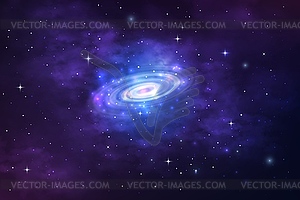 Spiral galaxy in space nebula, stardust, universe - vector image