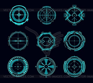 HUD aim control, futuristic target or navigation - vector clipart