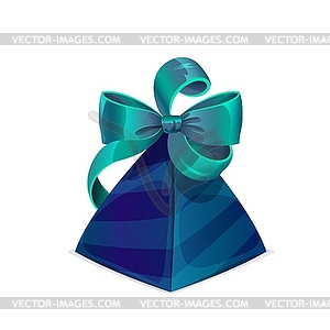 Gift box or present case with blue green bow tie - vector clip art