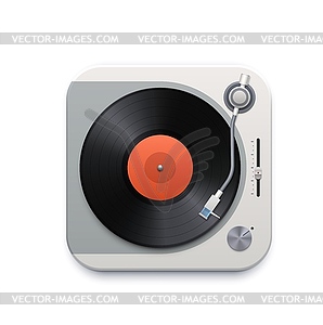 Music vinyl disk player interface icon, gramophone - vector clipart