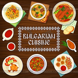 Bulgarian food cuisine menu cover, Bulgaria dishes - vector clipart