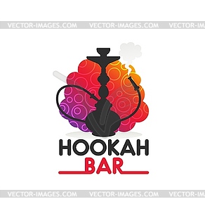 Hookah bar icon, shisha or nargila, smoke - vector image