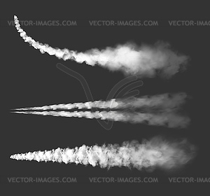 Airplane chemtrails, plane smoke trails - vector clip art