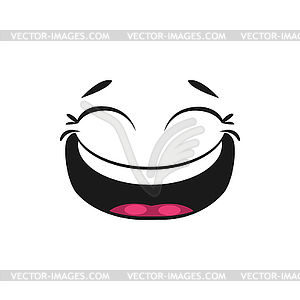 Emoticon with mouth open of laugh and blinked eyes - vector clip art