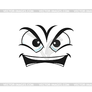 Irritated angry smiley in bad mood emoji - color vector clipart