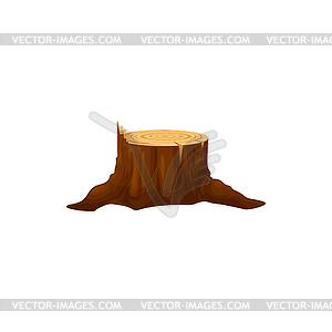 Cut wood stump tree trunk icon - vector clip art