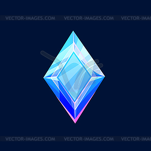 Blue magic crystal, faceted gem, rock icon - vector clip art