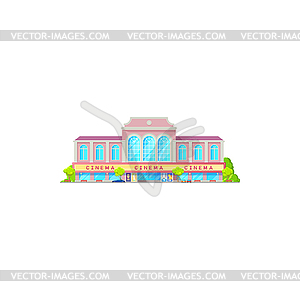 Movie theater, cinema theatre building marquee - vector clipart