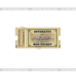 Ticket on bus city transport retro coupon - vector image