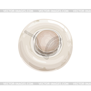 Small white mushroom champignon 3D icon - color vector clipart