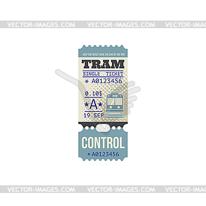 Single ticket on tram class A, control line, pass - vector clipart / vector image