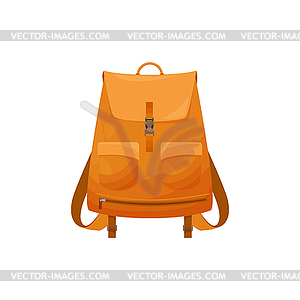 Kids schoolbag icon, orange rucksack - vector clipart