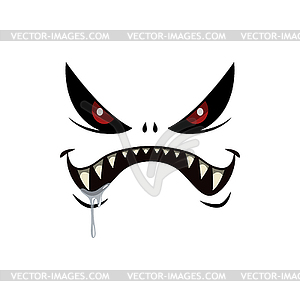 Monster face icon, cartoon emotion - vector image
