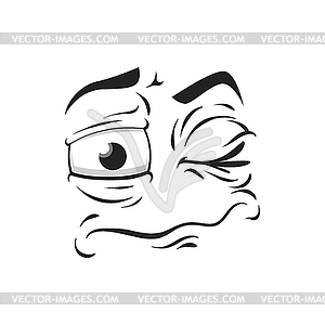 Cartoon face icon, rumpled emoji - vector clipart