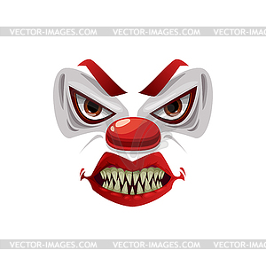 Значок лица страшного клоуна, маска фанстера смайликов - векторное изображение клипарта