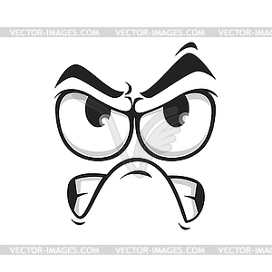 Irritated grumpy emoticon social network chat sign - vector image