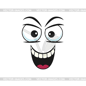 Irritated wicked angry smiley in bad mood - vector image