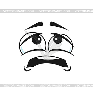 Disappointed indifferent emoticon, emoji bad mood - vector clipart