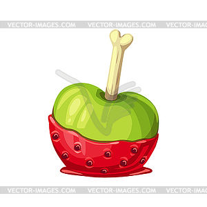 Strawberry and apple Halloween candy with bone - color vector clipart