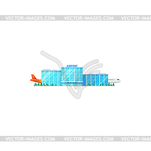 Concourse airport terminal building and airplanes - vector image