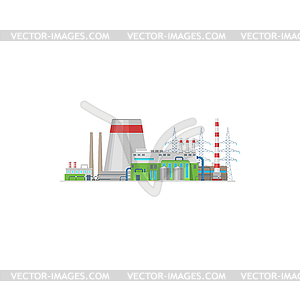 Plant, energy and power factory industry, towers - vector image