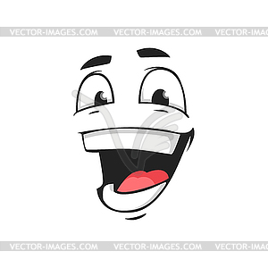 Значок мультяшного лица, счастливый смайлик, смех - стоковое векторное изображение