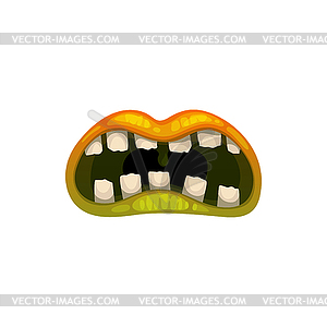 Monster mouth creepy zombie or alien jaws - vector image