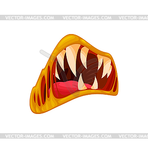 Monster mouth icon, creepy zombie or alien - vector clip art