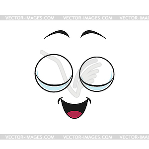 Cartoon face icon, funny emoji with smile - vector image