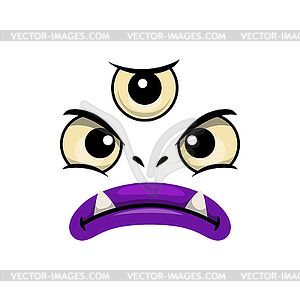 Monster face cartoon icon with three eyes - vector clipart