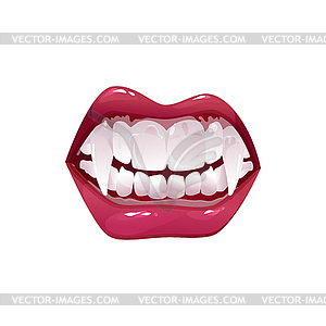 Vampire mouth with fangs grinning jaws icon - vector image