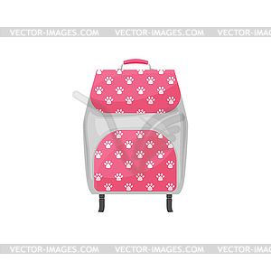 Kids backpack with paw prints icon - vector clipart