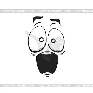 Cartoon face icon, surprised funny emoji - vector image